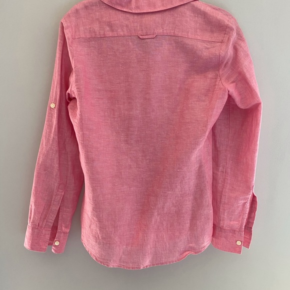 Banana Republic pink linen summer button-down - Picture 2 of 6